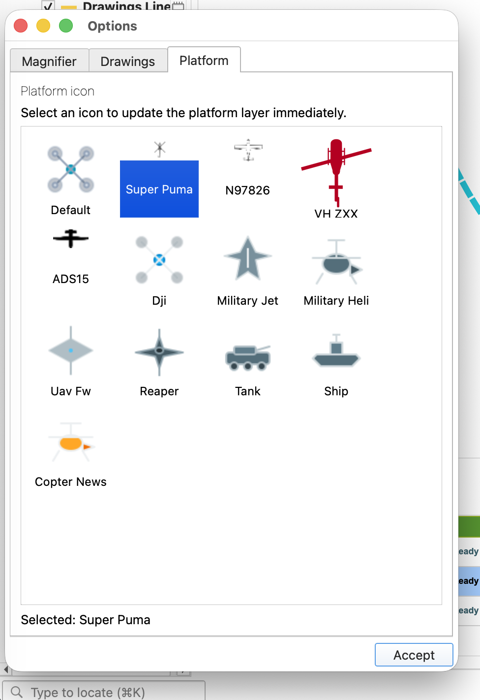 Platform icon picker
